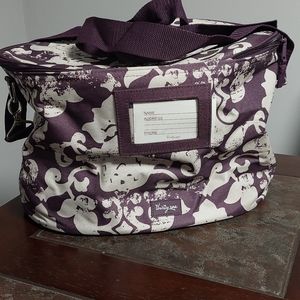 Thirty-One Large Oval Thermal Leak Lock Carrier Vintage Purple Damask Pattern